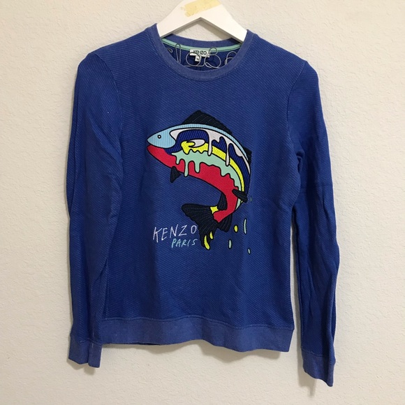 Sweater Medium Kenzo Sz Poshmark Fish SweatersAuth Sweatshirt Blue shQrCxtoBd